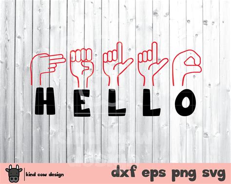 Hello Sign Language ASL Dxf Eps Png Svg Cricut or | Etsy Australia