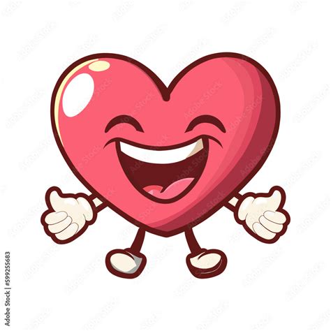 Cartoon character of a heart with a happy face. Cartoon happy human ...