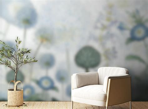 Blue Wild Meadow Wallpapers Mural - Giffywalls