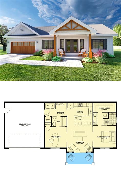 Single-Story New American Home Floor Plan the Perfect Starter | Small ...