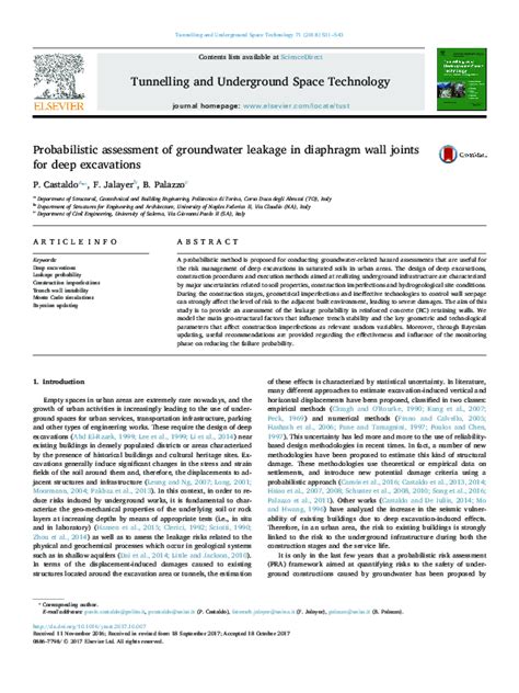 (PDF) Probabilistic assessment of groundwater leakage in diaphragm wall ...