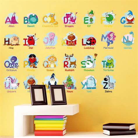 Animal Letters Wall Decals ABC Sticker 45*60 cm letters wall stickers ...