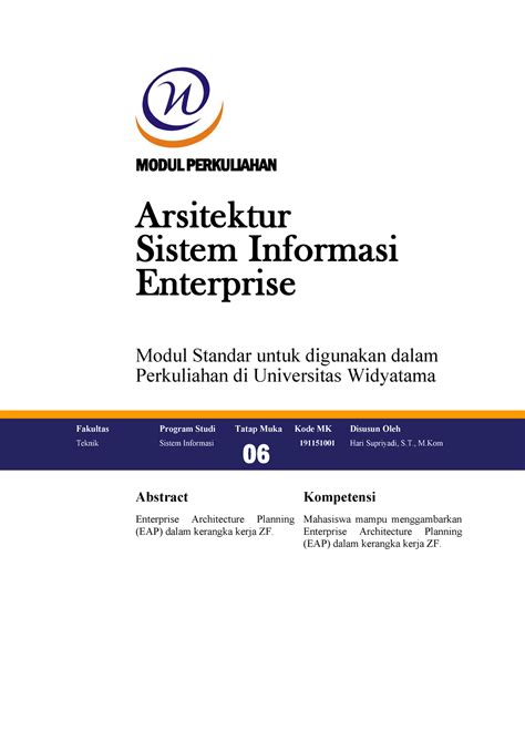 Modul Arsitektur Sistem Informasi Enterprise - Enterprise Architecture ...