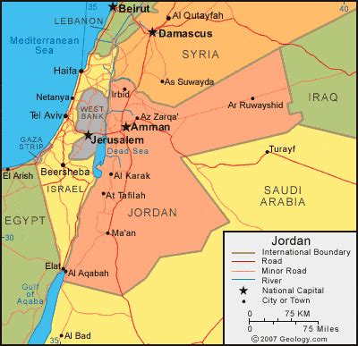 Jordan Map and Satellite Image