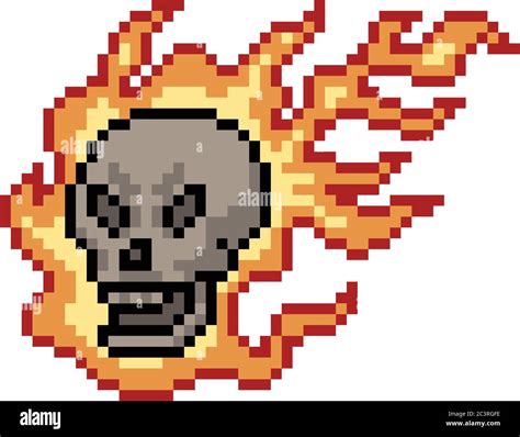 vector pixel art skull meteor isolated cartoon Stock Vector Image & Art ...