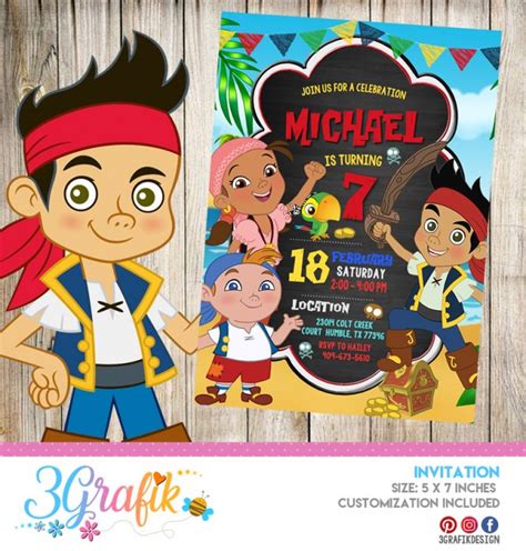 Jake and The Neverland Pirates – Invitation – Printable - 3Grafik