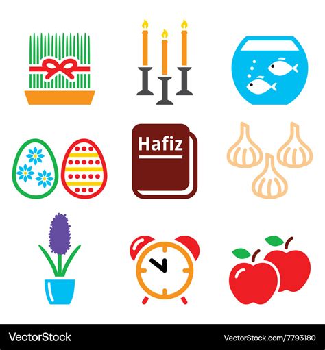 Nowruz - persian new year icons set - 21 march Vector Image