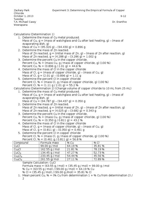 Determining the Empirical Formula of Copper Chloride | Chloride ...