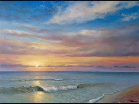 Oil painting of the ocean at sunset tutorial - YouTube