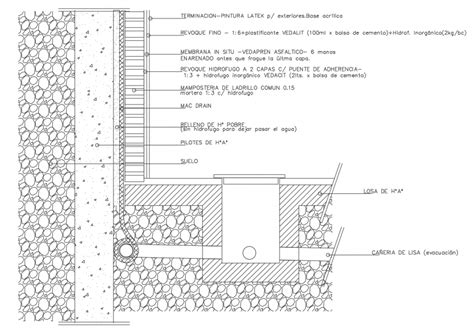 Subsoil with drainage constructive plumbing cad drawing details dwg ...