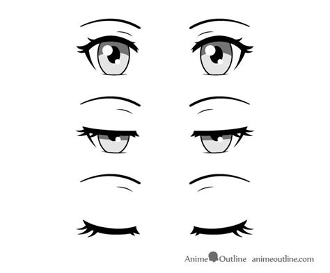 an anime eye with different lashes and eyeshades, all drawn in the same ...