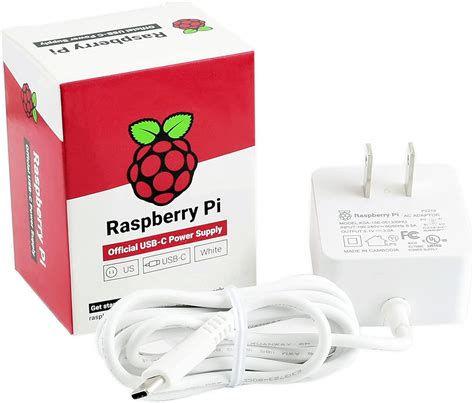 Raspberry Pi 4 Power Supply USB-C 5.1V 3A (White, UL Listed) : Amazon ...