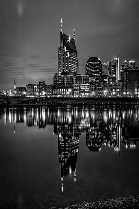 Nashville Skyline Reflecton in Black and White Photograph by Patrick ...