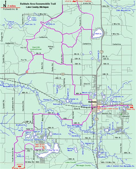 Michigan Snowmobiling Baldwin Snowmobile Trail Map Michigan Sledhead™