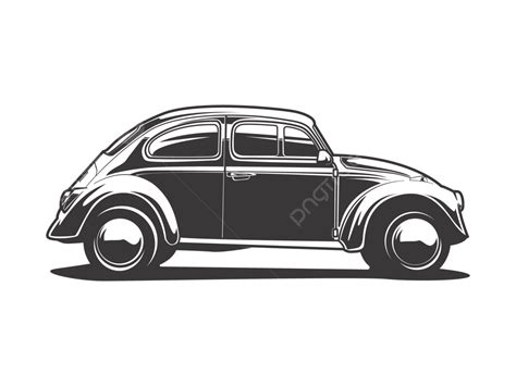 Classic Car Vector Black And White, Classic, Vector Car, Antique PNG ...