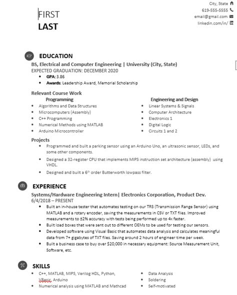 Third year Electrical Engineering student needs resume feedback : r/resumes