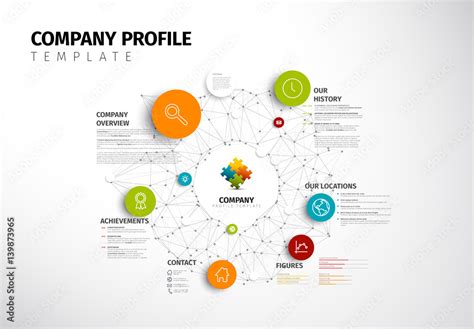 Circular Company Profile Infographic สต็อกเทมเพลต | Adobe Stock