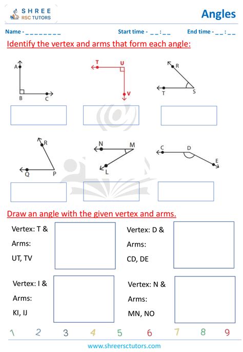 Parts of an Angle (Naming the Vertex and Arms) worksheets for Grade 4 ...