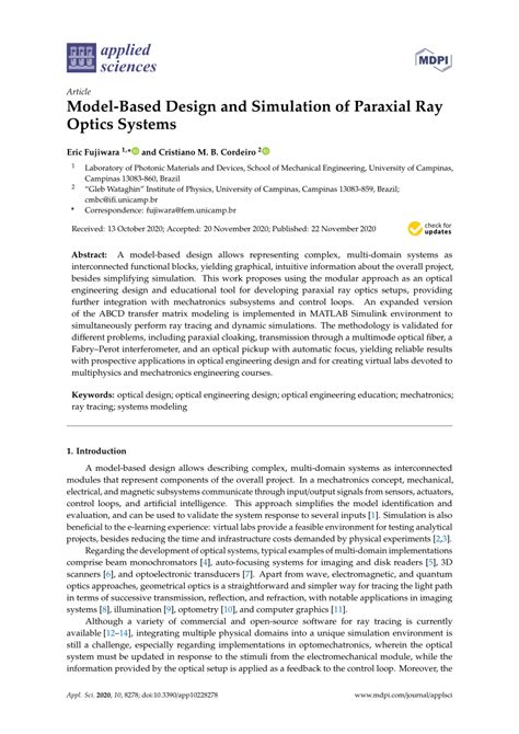 (PDF) Model-Based Design and Simulation of Paraxial Ray Optics Systems