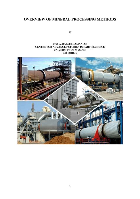 (PDF) Overview of Mineral Processing Methods