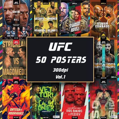 UFC Poster Set of 50, UFC Wall Art, MMA Wall Decor, Boxing Prints ...