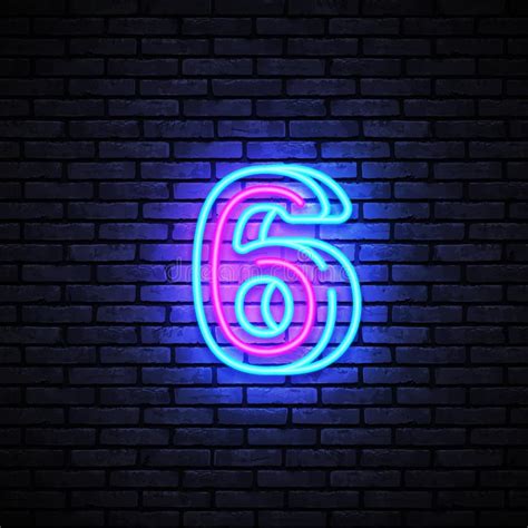 Number Six Symbol Neon Sign Vector. Number Six Template Neon Icon ...