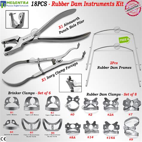 Starter Rubber Dam Kit Brinker Clamps Frame Punch Clamps Dental ...