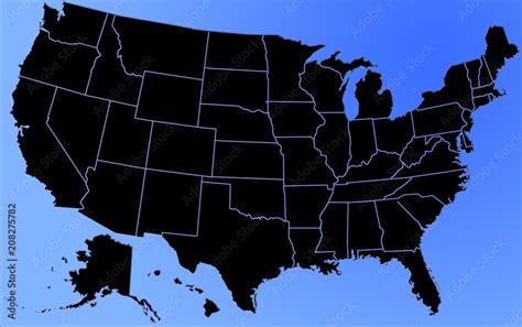 detailed map of usa states at blue background Stock Illustration ...