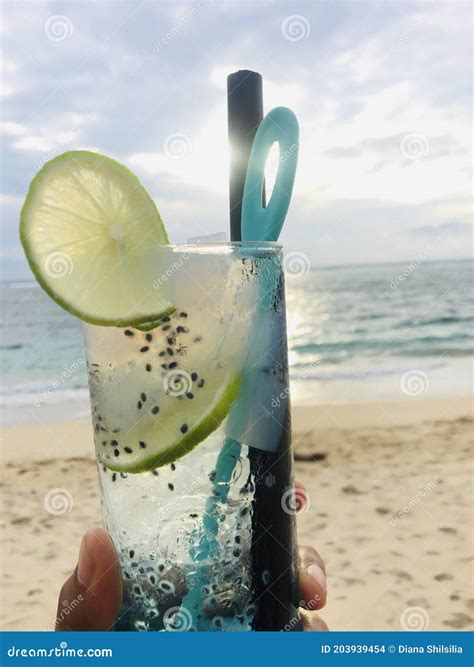 Ocean Blue Drink on the Beach Stock Photo - Image of beach, surf: 203939454