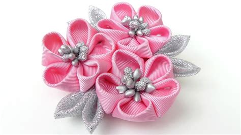 DIY Kanzashi flower hairclip I Kanzashi flower tutorial I How to make ...