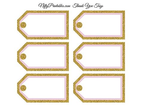 Blank Favor Tags - Pink Gold Glitter - Nifty Printables