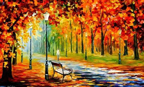 Autumn Fall Painting Wallpaper Leonid Afremov Silence Of The Fall ...