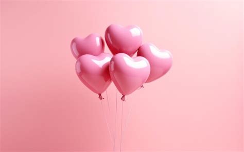 Premium AI Image | Pink heart shaped helium balloons on pink background