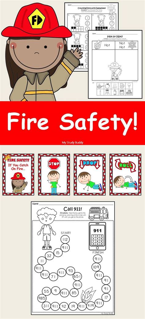 Fire Safety for Kindergarten - Worksheets, Fire Hat Activity and Stop ...