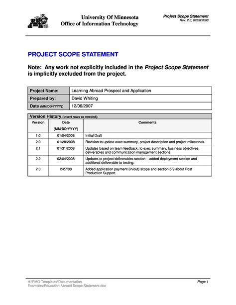 Project Scope Statement Templates Examples Templatelab 40770 | Hot Sex ...