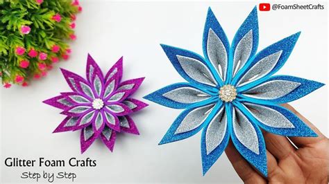 Glitter Foam Sheets Craft Ideas | DIY Glitter Foam Flower Making | Eva ...