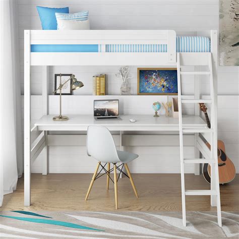 Dorel Living Harlan Twin Size Loft Bed with Desk and Ladder, White ...