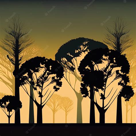 Premium Photo | Illustration in two dimensions featuring tree silhouettes