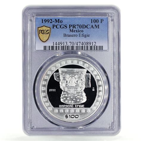 Mexico 100 pesos Brasero Efigie Statue PR70 PCGS silver coin 1992 ...