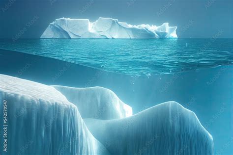 ภาพประกอบสต็อก underwater view in clear blue waters of an iceberg ...