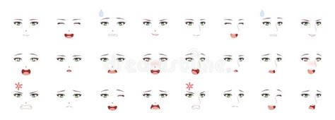 Manga Male Expression. Man Emotions Anime Faces. Eyes, Mouth and ...