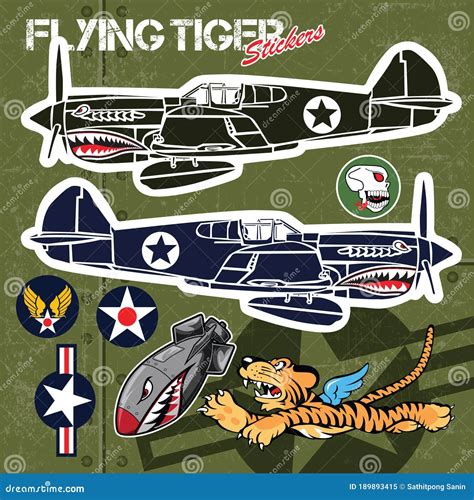 Flying Tiger Shark Mouth P-40 Sticker Vinyl On Green Background Vector ...