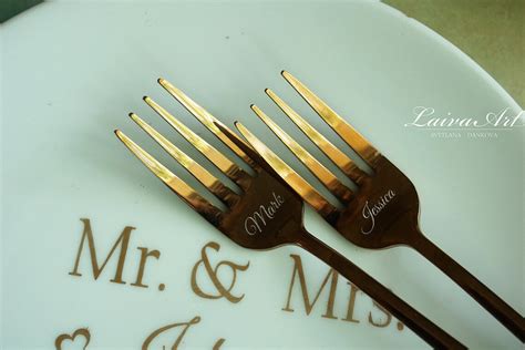 Personalized Cake Plate and Forks Set Dessert Fork Set Wedding | Etsy