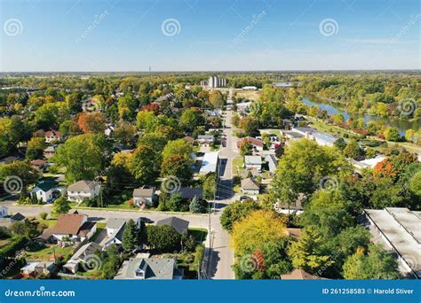 Aerial View of Waterford, Ontario, Canada in the Autumn Stock Image ...