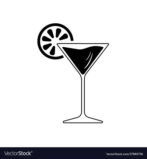 Martini glass with lemon image isolated on white Vector Image