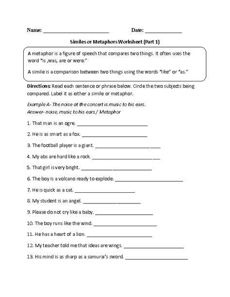 Englishlinx.com | Metaphors Worksheets