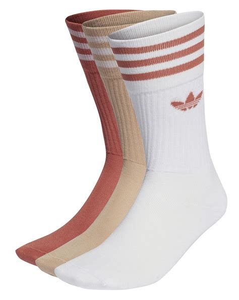 Adidas Originals Solid Crew Socks 3 Pack White/Beige - 80s Casual Classics