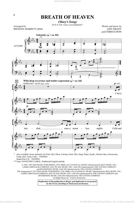 Grant - Breath Of Heaven (Mary's Song) sheet music for choir (SATB ...