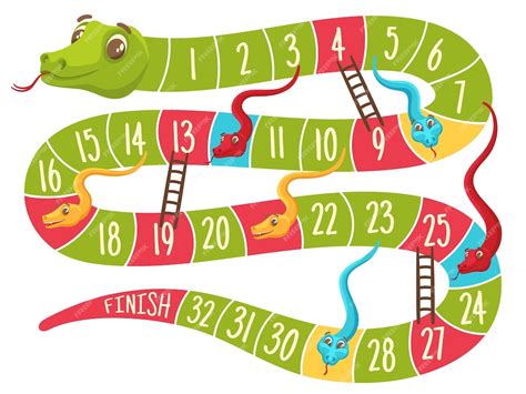 Premium Vector | Snake and ladders game Level grid board with cute ...