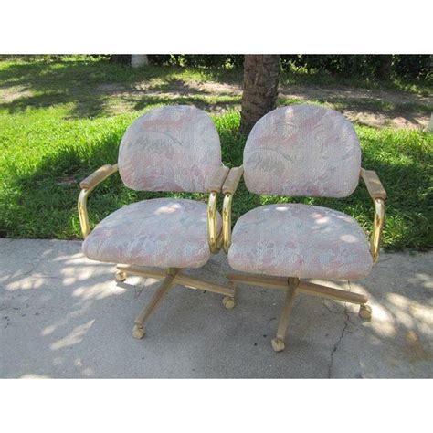 Vintage Mid Century Modern Chromcraft Brass Swivel Caster Chairs - Set ...